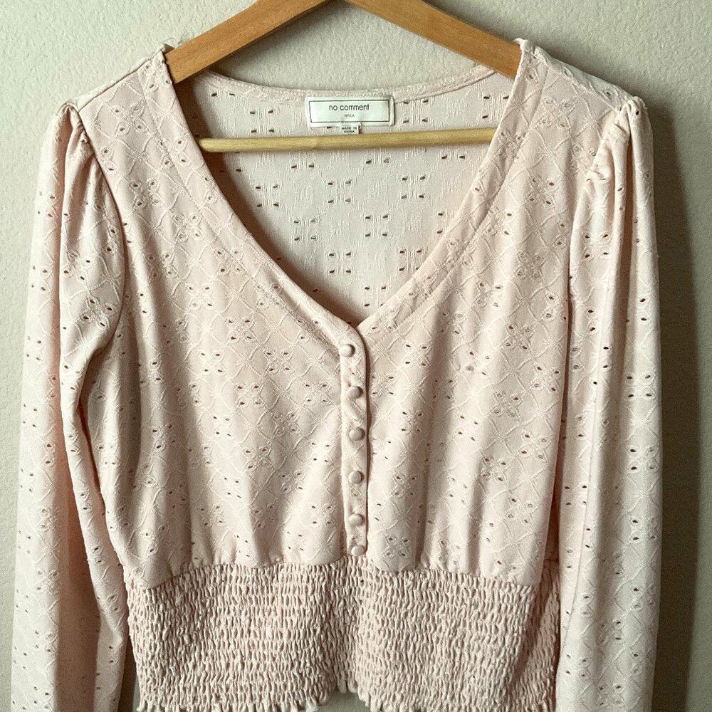 No Comment| Pink Long Sleeve Blouse